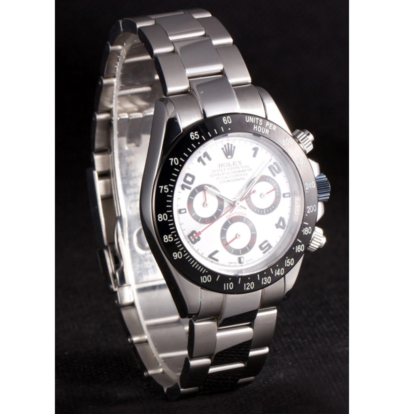 Rolex copies cheap Daytona Enameled Steel Dial Black Silver Rolex Stainless 1015